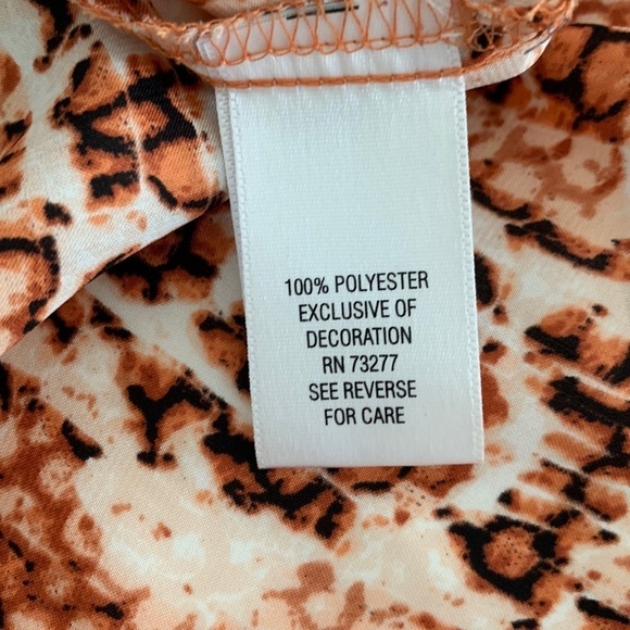 Dana Buchanan Orange/Cream Animal Print Flouncy Blouse. Size Medium. - Picture 8 of 13